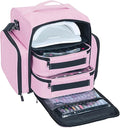 YAHOURWAT Nail Polish Organizer Holds 60 Bottles and a Nail Lamp,Portable Travel Case with 2 Removable Bags and Tools Storage Pockets Pink
