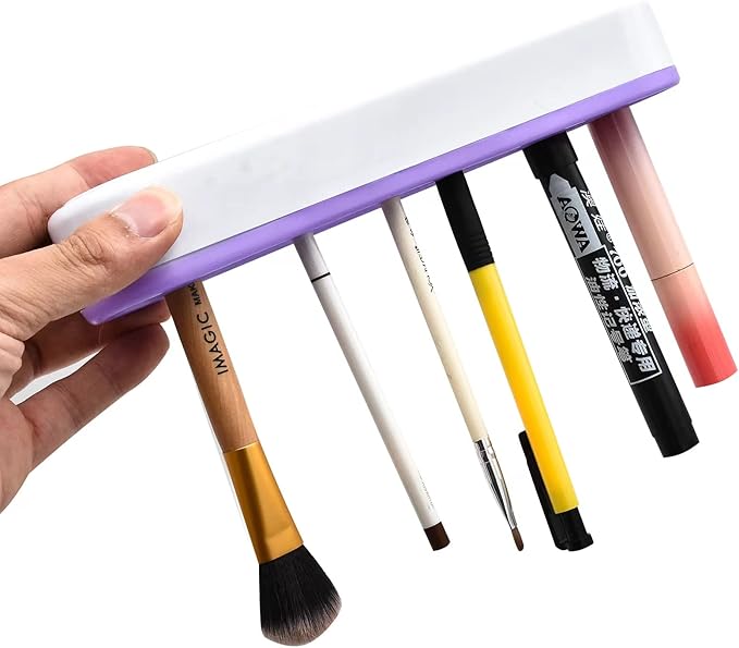 ESIW 2 PCS Multi-Purpose Cosmetic Storage Box, Desktop Organizers Silicone Make Up Brush Storage Stand, Desktop Storage Box for Eyeliner Pencil, Art Supplies, Painting Brush (Purple)