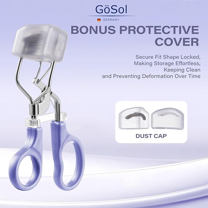 Eyelash Curler w/3 Replacement Pads (Soft/Medium/Firm) - Professional Lash Curler for Natural, Fake, Curly or Straight Lashes, Includes Protective Cover