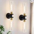 Wall Sconces Set of Two, 22" Black and Gold Bathroom Sconces with Clear Glass, Hardwired Modern Sconces Wall Decor Set of 2 Wall Light fixtures for Bathroom Mirror Living Room Hallway Bedroom