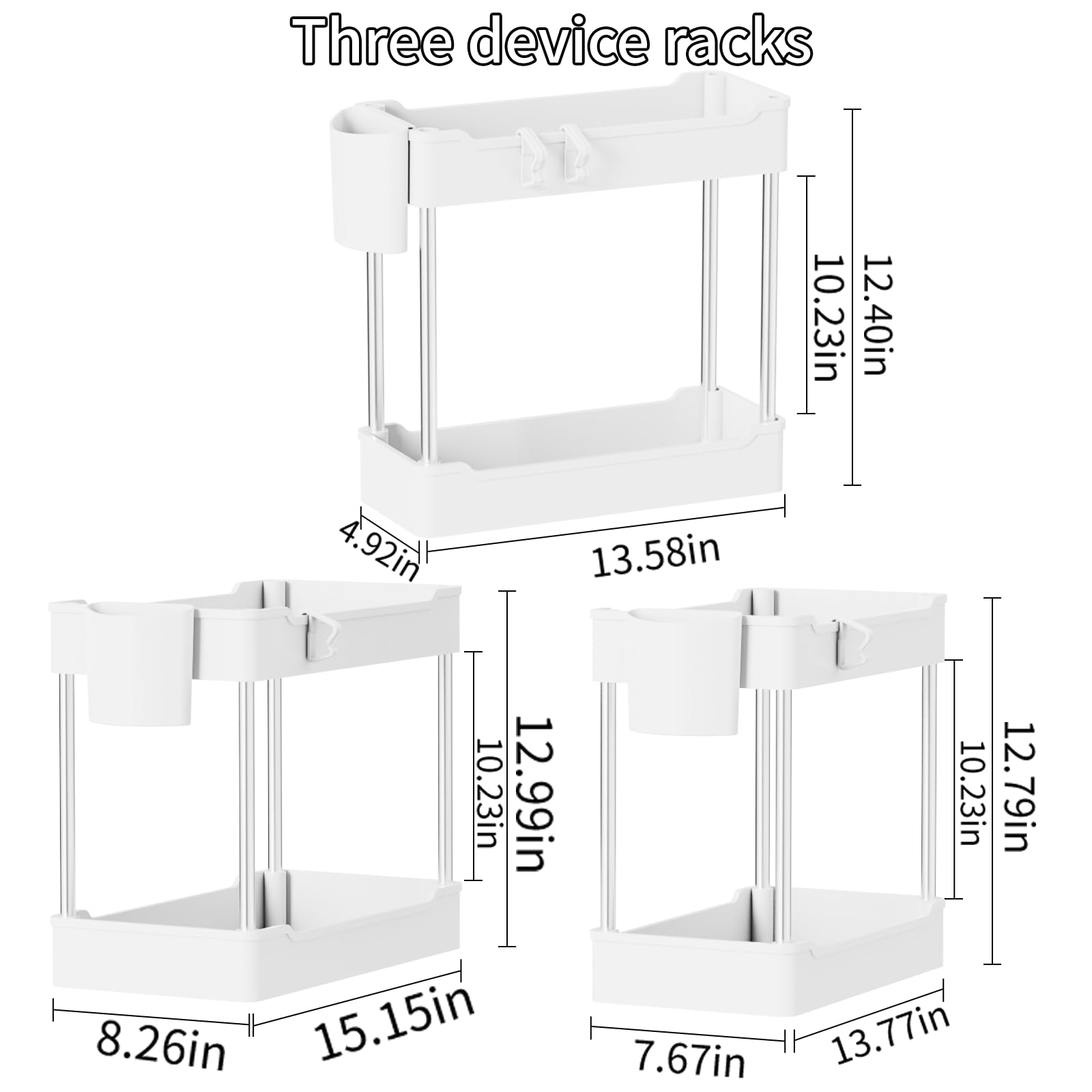 JYSMYWS 3 Pack Under Sink Organizer Bathroom and Storage Cabinet (White)