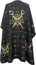 Barber Capes for Men, Hair Cutting Cape with Metal Snap Closure, Professional Salon Cape, Large Waterproof Hairdressing Cape for Hairstylist- 63”× 56” (Black & Gold)