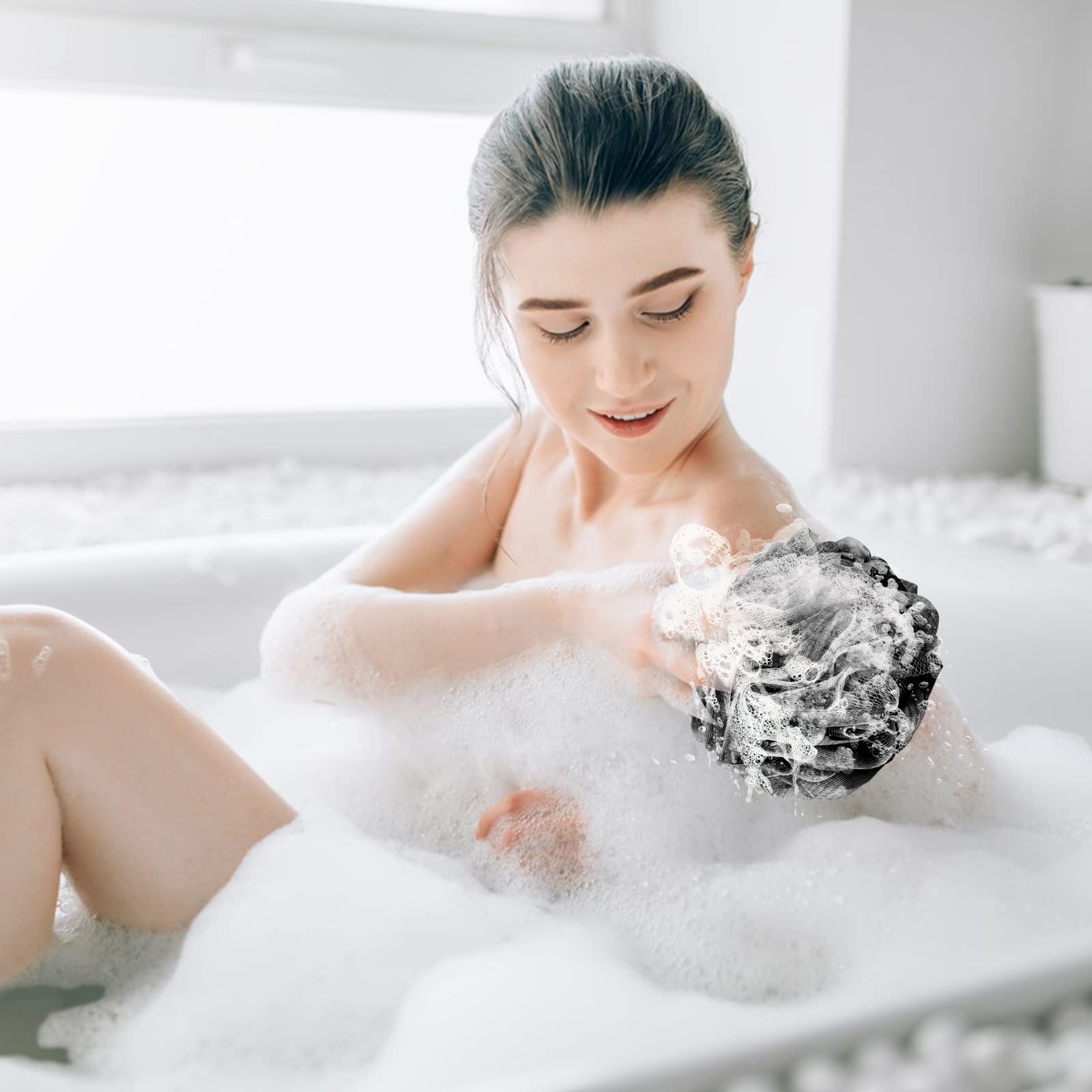 Fu Store Loofah Sponge Shower Loofahs 50g Bath Sponges Mesh Balls Body Scrubber Exfoliator Wash Back Scrubber Bathroom Men Women 4 Pack Scrubbers Cleaning Bathing Accessories