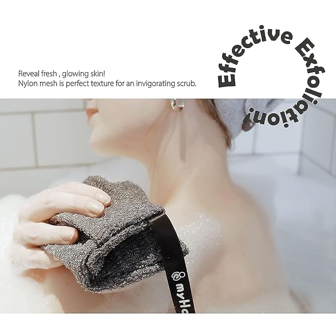 myHomeBody Soap Pocket Exfoliating Pouch, Body Scrubber Sponge, Exfoliator for Bath, Shower or Leftover Bits Saver, Graphite Gray, 2 Pack + 2 Lift Pads