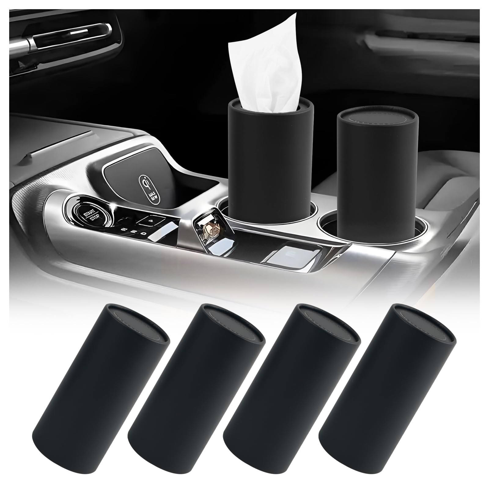 VKQTS 4PCS Car Tissue Holder,Pull-Out Cylinder with 30-Count Tissue
