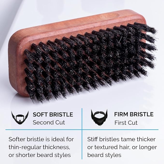 ZEUS Palm Beard Brush for Men, Soft Boar Bristles & Pear Wood Handle (G92)