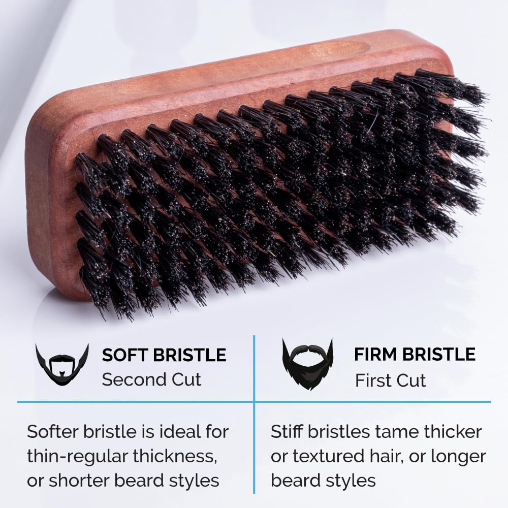 ZEUS Palm Beard Brush for Men, Soft Boar Bristles & Pear Wood Handle (G92)