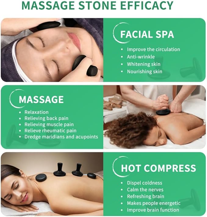 HDYAR 2 Pcs Mushroom Shaped Hot Stones Gua Sha Facial Tools Natural Basalt Stones Hot Rock Massage Tools for Body, Face, Home SPA, Relaxing
