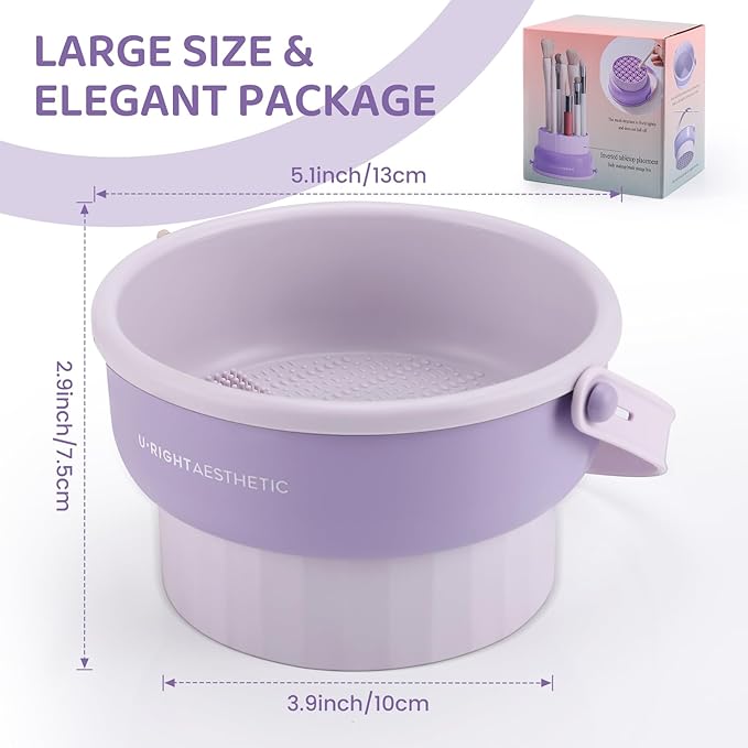 GOLIKEE Makeup Brush Cleaner Mat 3 in 1 Silicone Makeup Brush Cleaner Bowl Cosmetic Brushes Cleaning Tool Organizer for Storage and Air Drying (Pink)