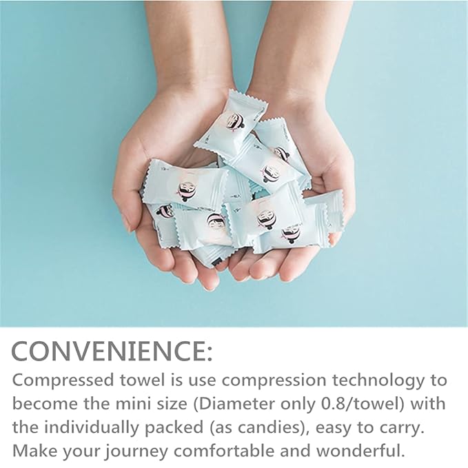 VanFn Disposable Towel, Compressed Towel, Mini Disposable Compressed Washcloth, Cotton Portable Disposable Compressed Towels Perfect For Travel, Home & Outdoor Activities, Nacai Series (100PCS)