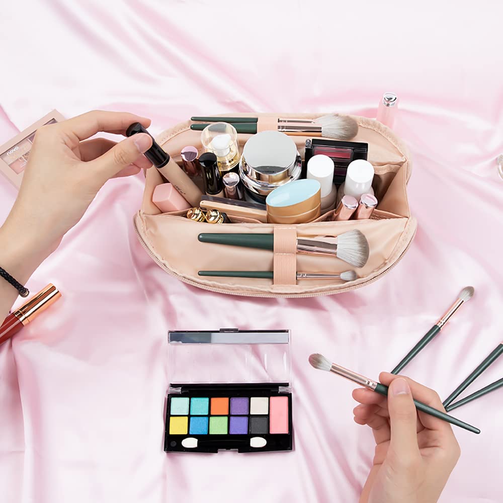 Ethereal Large Cosmetic Bag, Rose Gold Travel Makeup Bag Waterproof Makeup Organizer Bag Portable Makeup Bag Purse Small Toiletry Bag for Women