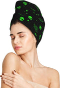 Galaxy Alien Hair Towel Wrap Microfiber Fast Drying Hair Turban with Buttons for Women Men Drying Curly, Long & Thick Hair