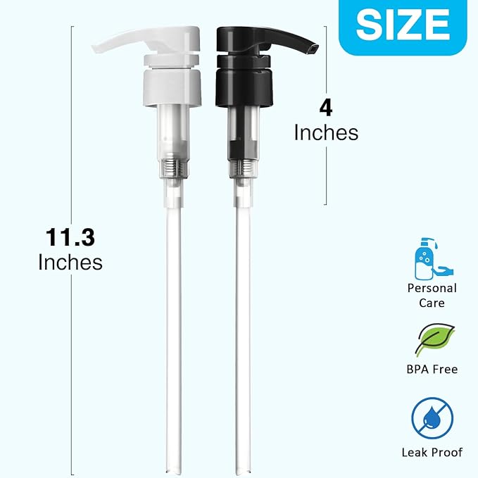 6 Pcs Pumps for Shampoo and Conditioner, Body Wash, Gel, Shampoo Pumps for 1 Liter 33.8 Oz Bottles Salon Conditioner Bottles, Black & White Shampoo Pump Bottle Dispenser, Liquid Pump Dispenser