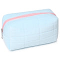 SOIDRAM Makeup Bag Plush Cosmetic Bag Cute Aesthetic Makeup Bag Blue Makeup Pouch Travel Toiletry Bag Organizer Soft Makeup Brushes Accessories Storage Bag for Women