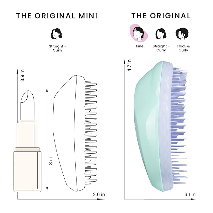 Tangle Teezer Original Detangler Brush for Fine & Fragile Hair, Mint Violet