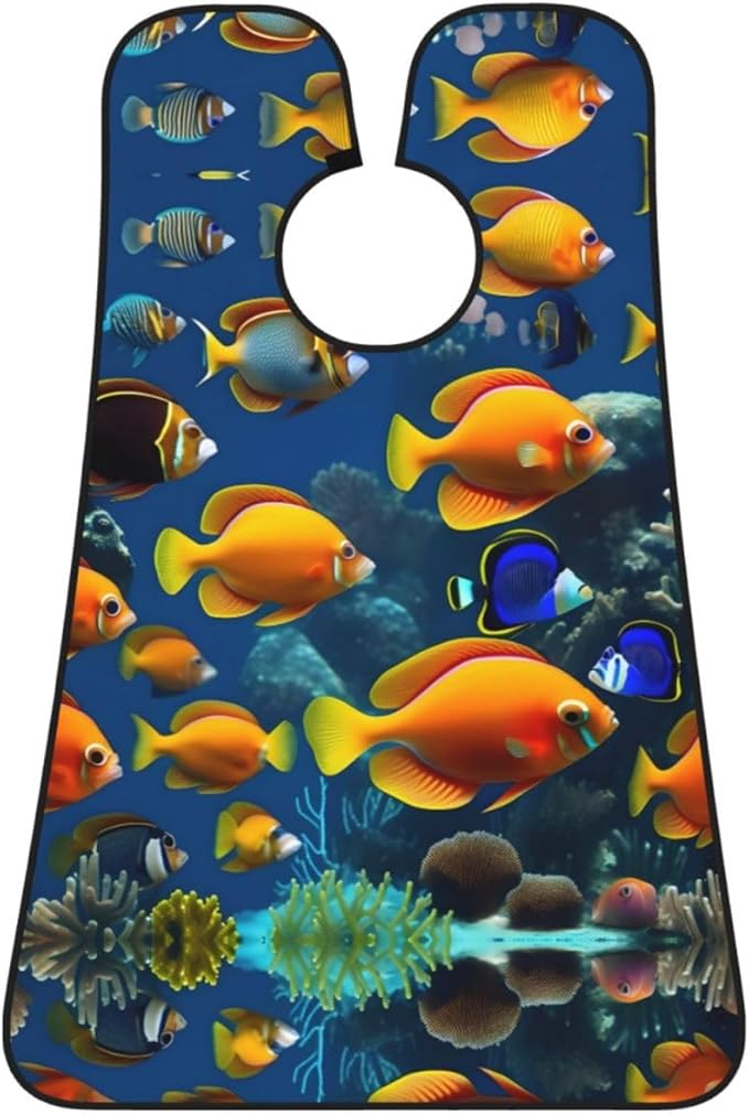 NOUZU The Underwater World Tropical Fish Print Beard Bib Apron For Men, Beard Hair Catcher For Men Shaving Trimming,Beard Cape Cloth
