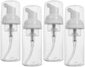 2oz Travel-Sized Foaming Pump Bottles, 4PCS Empty Foam Pump Bottle, Refillable Travel Size Mousse Bottle, Hand Soap Shampoo Lash Shampoo Foaming Soap Dispenser, BPA Free(Clear)