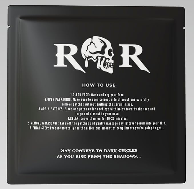 Rebel Ritual Skull Under Eye Patches for Men, Collagen Hydrogel Eye Masks, Cooling Hydrating Under Eye Patches with MicroFlow Design, 7 Pairs