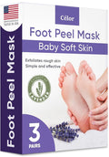 CÉLOR Foot Peeling Mask for Dry Cracked Feet | Foot Mask to Exfoliate Rough, Cracked, Dry Feet, Calluses for Soft Baby Feet Results | Made with Aloe Vera Extract for Women & Men (3 Pairs) | Lavender