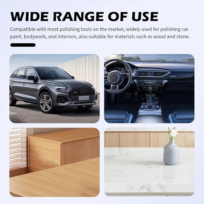 5PCS 6 Inch Polishing Pads Kit Sponge & Polyester,Heavy Duty Reusable Car Buffing Pads Kit for Car Paint/Body,Hook and Loop Buffer Pad Fit 5 Inch Adapter Cars Accessories