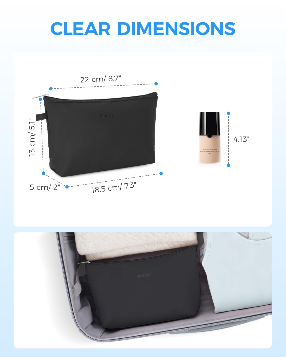 WANDF Small Makeup Bag for Purse, Small Cosmetic Bag for Women