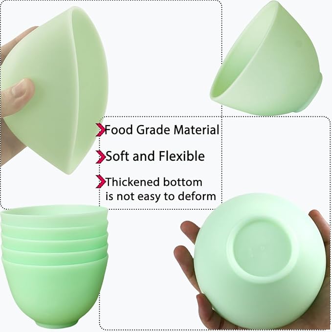 10 Pack Silicone Face Mask Mixing Bowls - Microwave & Freezer Safe, Non-Stick Esthetician Bowls for DIY Skincare, Clay Masks, Hair Color, 3.3-inch Esthetician Supplies(Green)