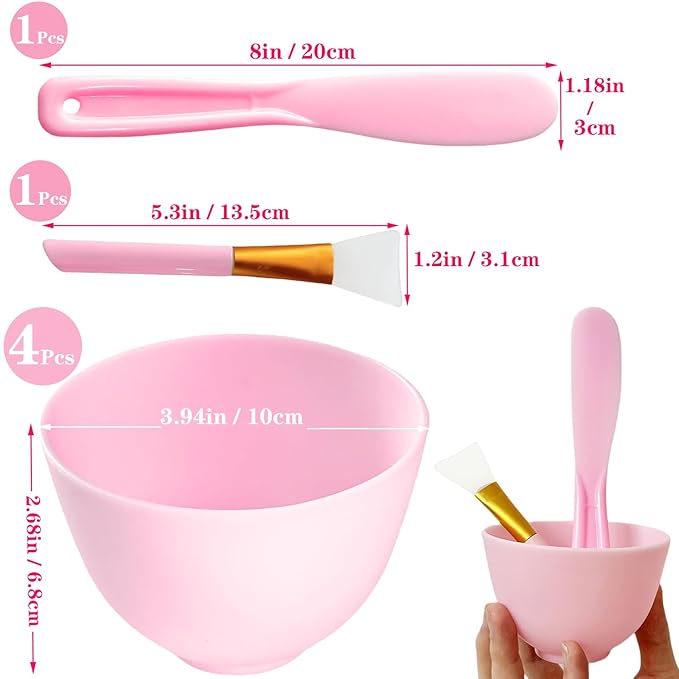 6Pcs Silicone Face Mask Mixing Bowl, Silicone Bowls for Facials, DIY facial mask mixing bowl for Home Salon Spa Face Skin Applicator Bowl, Pink