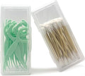 MatFirsmo Cotton Swab Holder for Travel, 2 Pcs Portable Small Dental Floss Holder Clear Plastic Cotton Pad Holder, Travel Floss Picks Case Storage Containers with Dustproof Lid