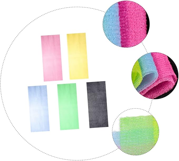 FOMIYES 5Pcs Long Strap Back Washer Exfoliating Scrubber for Bathing Skin Massage and Cleaning for Hard to Reach Areas Random Colors Random Color