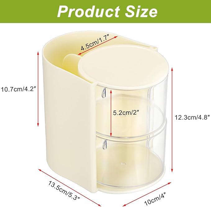 GUSHBIN Rotating Hair Accessories Organizer with Comb Holder Cosmetic Storage Case for Makeup Sponge Plastic Desktop Organizer, 2-Layer Yellow
