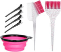 MOONMINI Hair Dye Color Brush and Bowl Set, Color Bowl Brushes Tool Mixing Bowl Kit Tint Comb for Hair Tint Dying Coloring Applicator (Pink&Clear)
