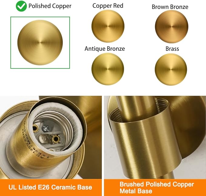 Gold Wall Sconces Set of 2, Hardwired Bathroom Vanity Light Fixture, Brass Sconce Wall Lighting, Modern Wall Light Set of Two, Cylinder Lamp for Bathroom Mirror Hallway Bedroom (Bulbs Required)