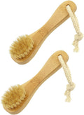 HiKin 2 Pack 5.7" Bamboo Handle Dry Facial Cleansing Brush with Natural Boar Bristles, Face Brush Cleanser Skin Care Exfoliating Brush Scrubber.
