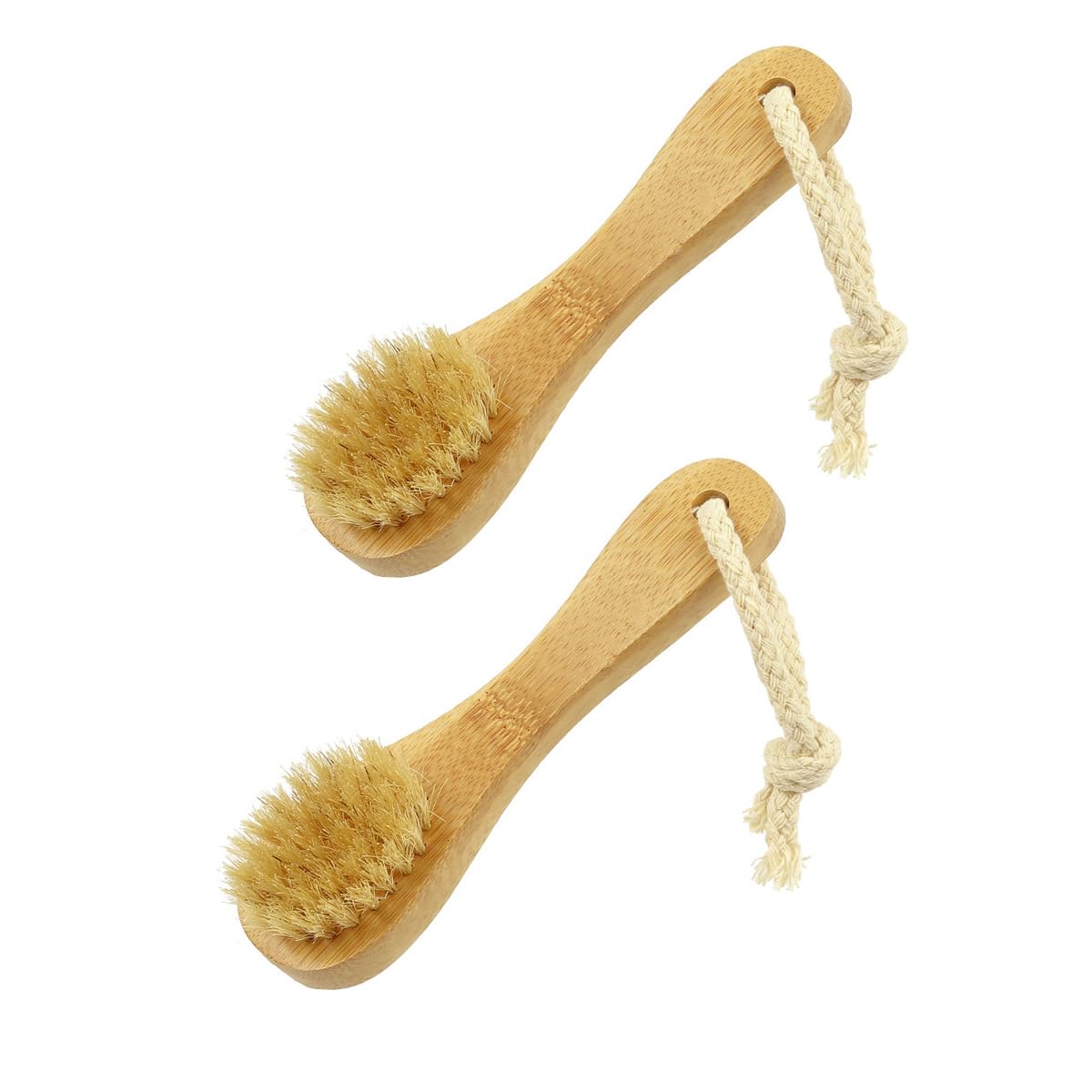 HiKin Facial Cleansing Brush, Wood Handle Soft Horsehair Natural Bristles Face Brush Cleanser, 2 Pack Face Skin Care Exfoliating Scrub Brush.