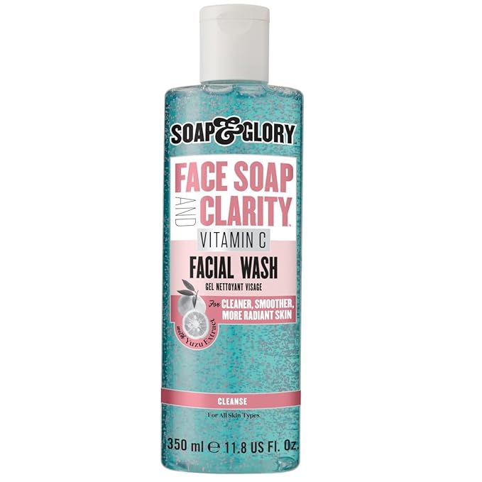 Soap & Glory Face Wash with Vitamin C - 3 in 1 Brightening Facial Cleanser, Makeup Remover & Face Exfoliator - Deeply Cleanses, Purifies & Hydrates for Radiant, Smooth Skin (11.8 fl oz)