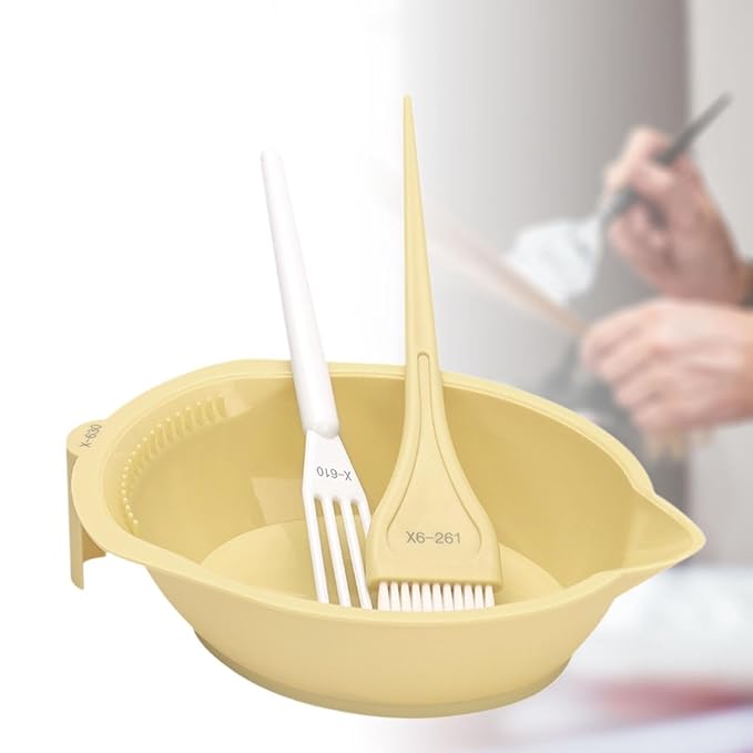Generic Hair Dye Coloring Set Color Mixing Tool Professional Hair Coloring Bowl Soft Bristle Brush, Yellow