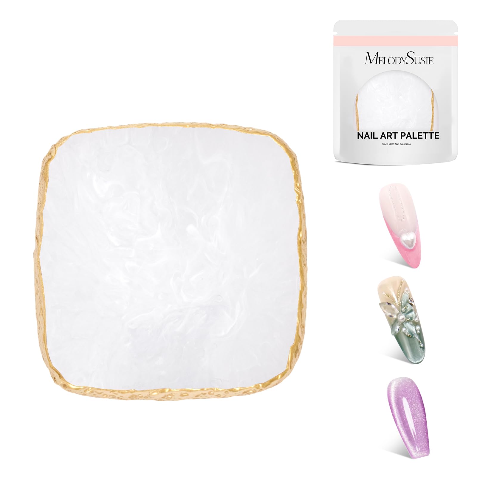 MelodySusie 1Pc Square Resin Nail Art Palette Color Mixing Board White