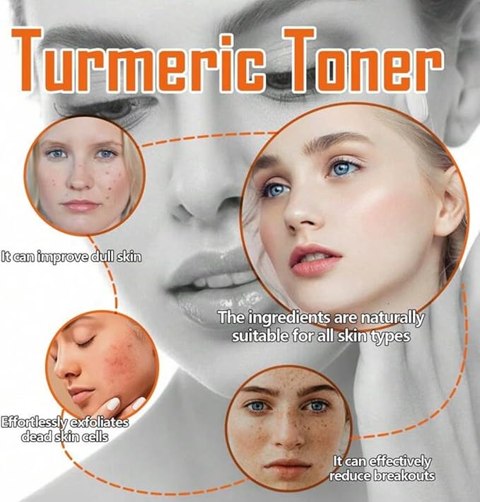 Turmeric Refreshing Toner, Deep Moisturizing with Hyaluronic Acid & Natural Turmeric, Evens Skin Tone, Anti-Wrinkle, Long-Lasting Hydration, Soothing, All Skin Types
