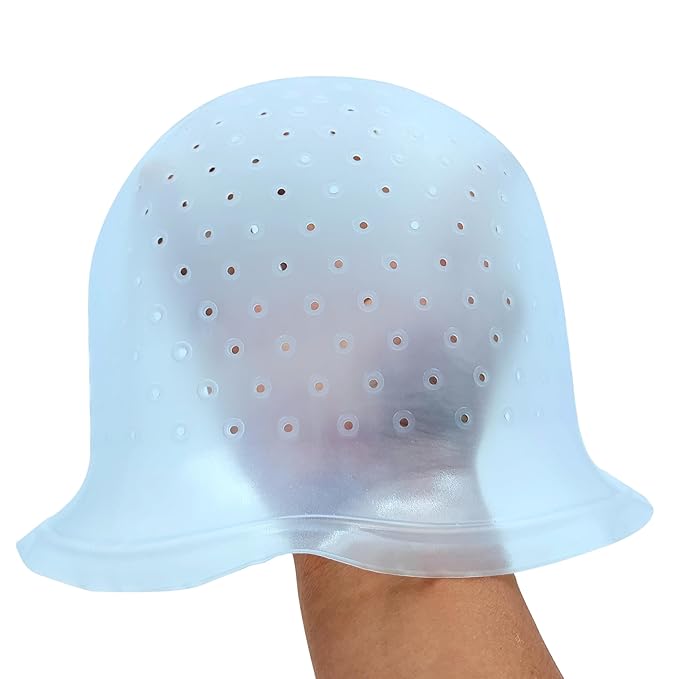 Losaria 9 Pcs Hair Highlighting Kit with Cap Silicone Highlight Cap with Holes Highlighting Cap with Hook Reusable Hair Coloring Dye Cap Highlights Kit for DIY Dyeing Pre Punched Hair Frosting Cap