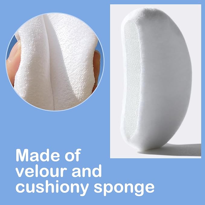 SEINGTOOM 3Pcs Large Powder Puff, 3.93 Inch Body Puff，Loose Soft Velour Body Powder Puff and Container White