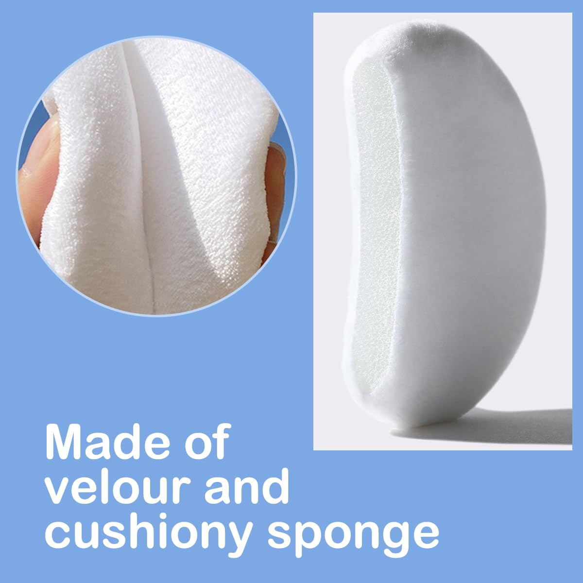 SEINGTOOM 3Pcs Large Powder Puff, 3.93 Inch Body Puff，Loose Soft Velour Body Powder Puff and Container White