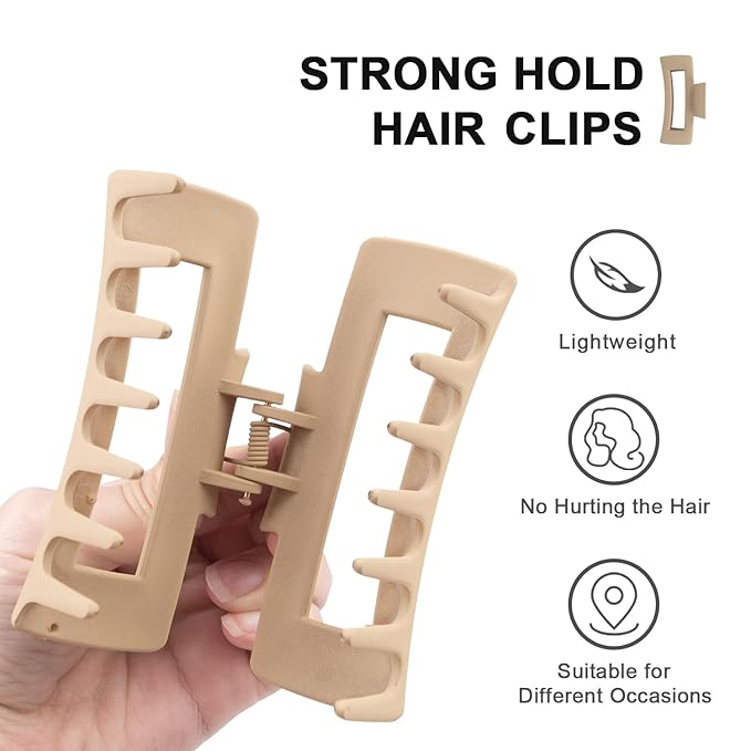 MAORULU Hair Clip, Large Hair Claw Clips for Thick Hair, Hair Clips for Women and Girls, Big Hair Jaw Clips Strong Hold Banana Clips for All Hair Types, Khaki 1