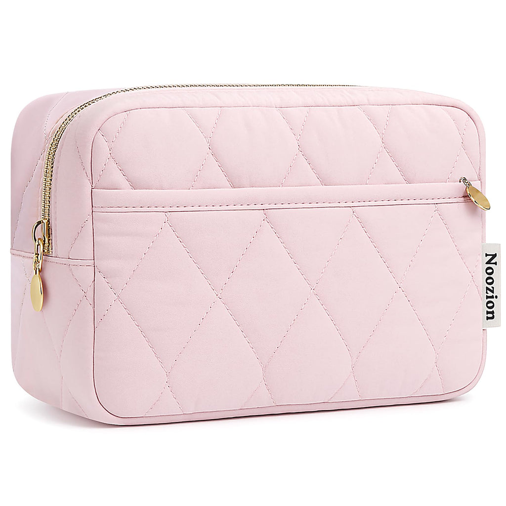 Noozion Makeup Bag Travel Toiletry Bag, Puffy Padded Cosmetic Bag for Women, Makeup Organizer Case, Wide-open Pouch Purse, Travel Essentials