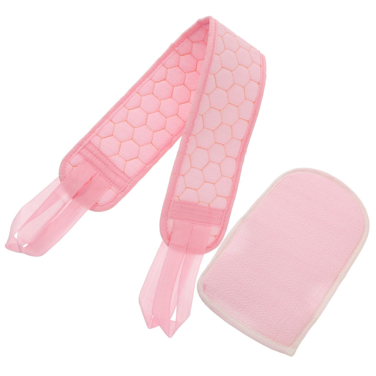 2 Pack Back Scrubber Shower Gloves Plant Sponge Pink Strip