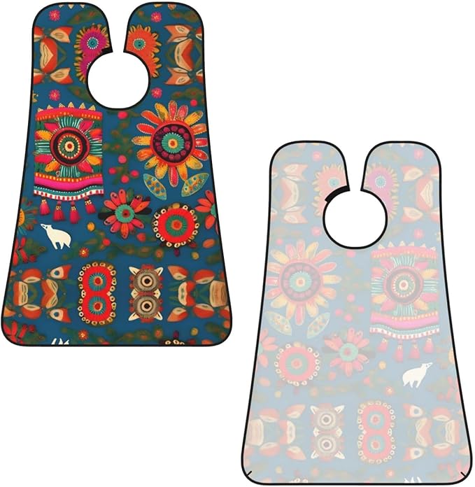 Mexican Folk Art Boho Print Beard Bib Apron For Men, Beard Hair Catcher For Men Shaving Trimming,Beard Cape Cloth
