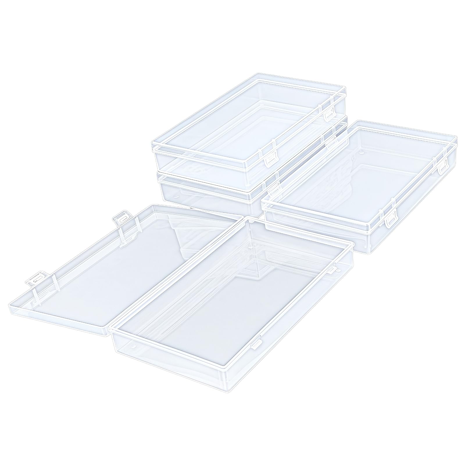 Thintinick 4 Pack Rectangular Clear Plastic Storage Containers