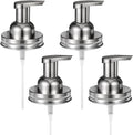 Amolliar Mason Jar Foaming Soap Dispenser Lids, Plastic Foam Pump Lids for Regular Mouth, Foaming Replacement Pump Set, Farmhouse Kitchen BathroomShower, Includes Waterproof Stickers - 4 Pack, Silver