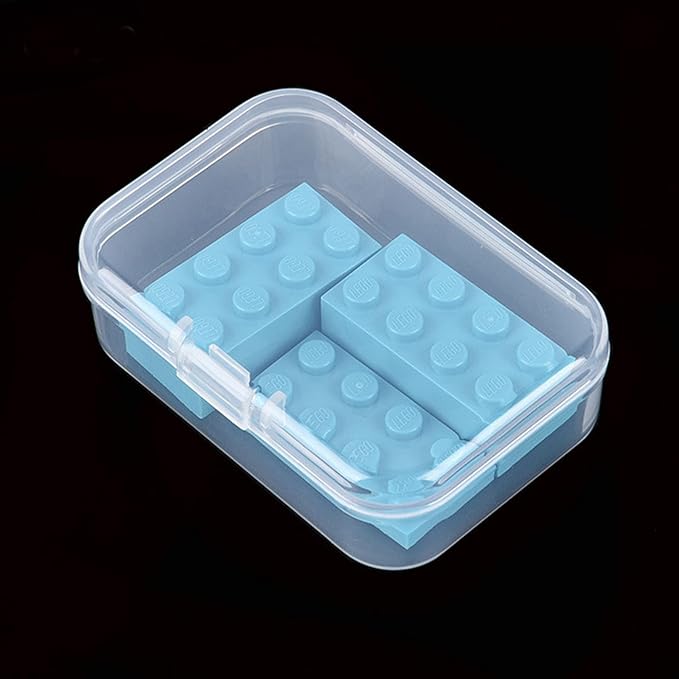 100 Pack Rectangular Mini Clear Plastic Storage Containers Box with Hinged Lid for Beads and Other Small Craft Items (2.56 x 1.77 x 0.79 inch)