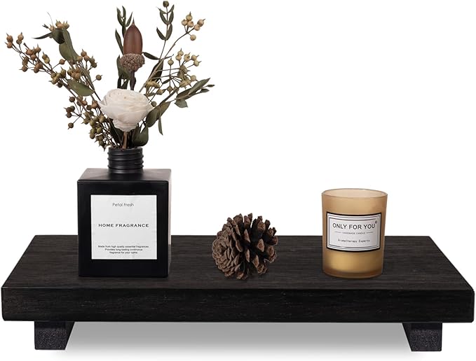 Wood Bathroom Tray Farmhouse Decor Kitchen Soap Holder, 11.8"x7" Black