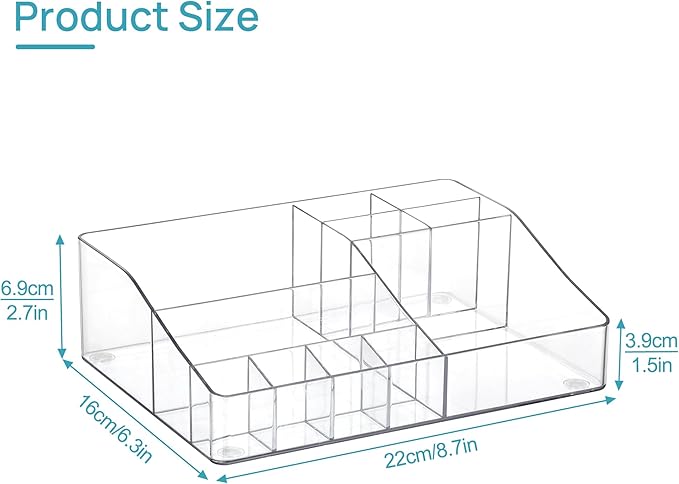 Vtopmart Clear Plastic Devided Makeup Organizer Tray